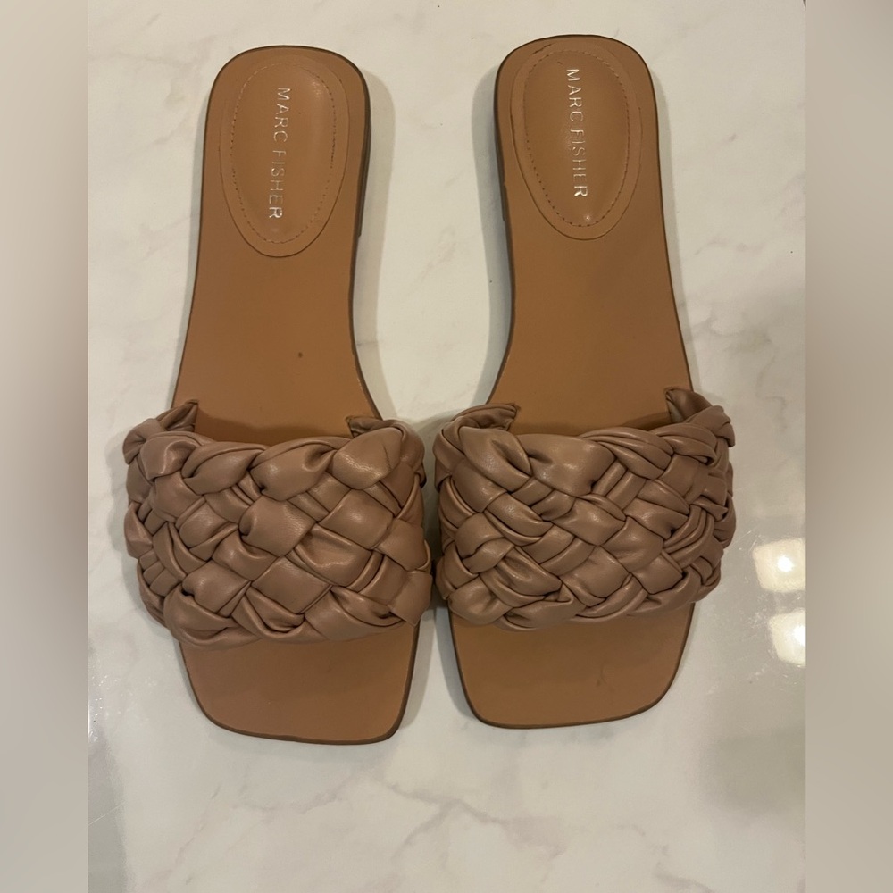 Marc Fisher Tan Slides